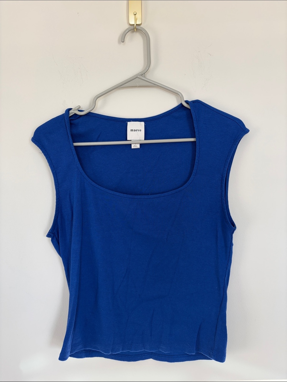 Maeve Cobalt Scoop Neck Ribbed Tank